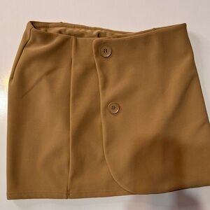 Women's Tan Wrap Front Mini Skort